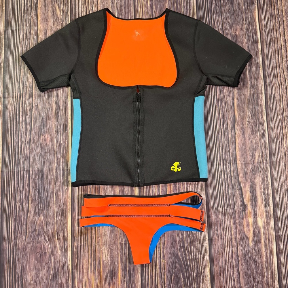 Neoprene Swimming Women Sauna Suit Vest Waist Trainer w/ Neoprene Bikini Bottoms